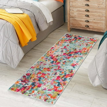 Unique Loom Chromatic Collection Area Rug - Champagne (2' 2" x 6' Runner Multi/Blue)