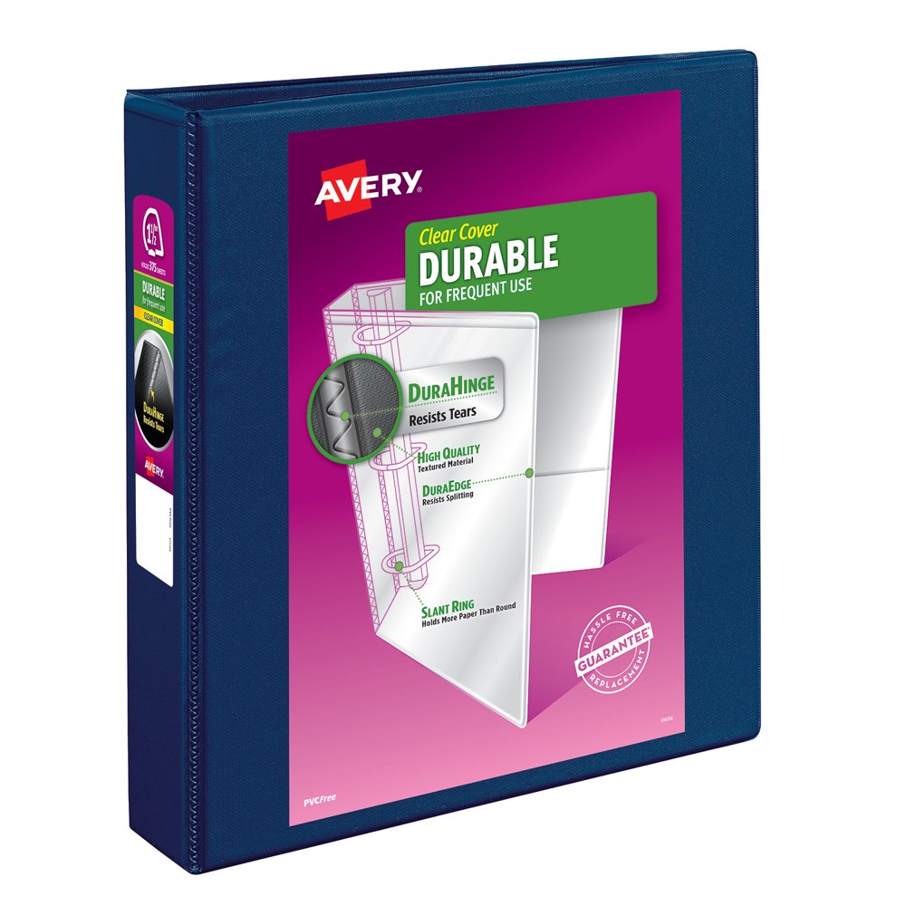 Avery Durable View Binder, 11/2" Slant Rings, 375Sheet Capacity