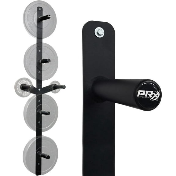 PRx Performance Profile Weight Plate Storage 3-Peg or 4-Peg Wall-Mounted Vertical Bumper weight plate Holder garage Workouts, home or gym 2-Inch Barbell Plates