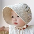 thumbnail image 4 of Sombrero de sol para niñas y bebés JAMW gorro hueco transpirable protección solar blanco crema, 4 of 5