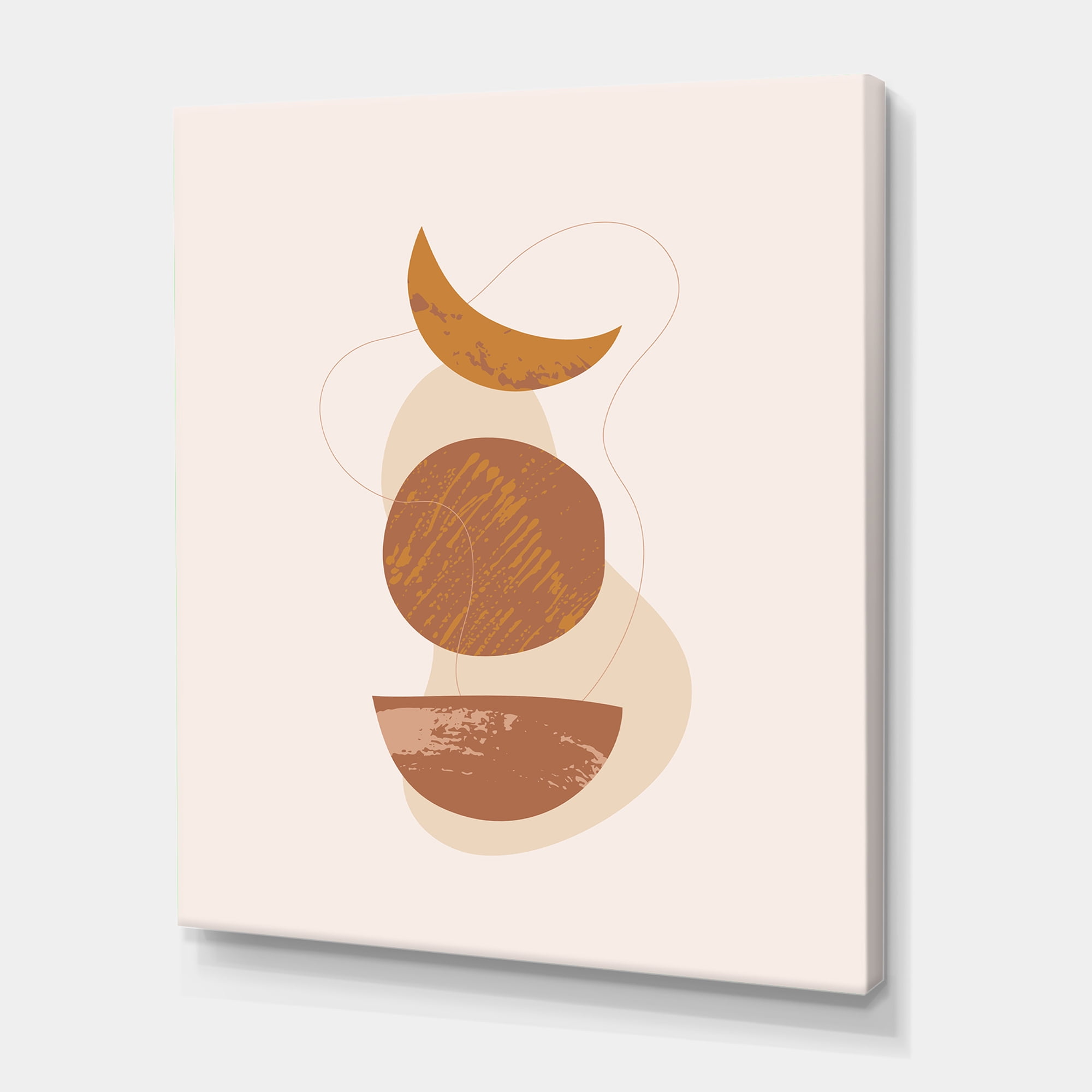 Designart ' Sun and Moon Shapes In Retro Terracotta Tones IV ' Modern Canvas Wall Art Print