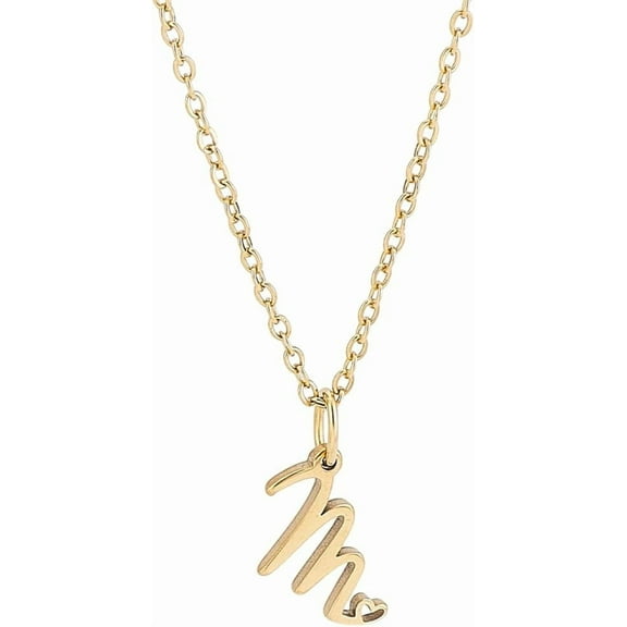 Dainty Golden Initial Necklace for Women Handwriting Style Letter A-Z Necklace 18 inch Tiny Heart Personalized Monogram Name Necklace for Women Trendy Golden