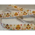 thumbnail image 2 of Grosgrain Ribbon Printed Gobble Pilgrim and Indian Turkey with Leaves Pumpkins 3 Yards 7/8 Inch Wide, 2 of 4