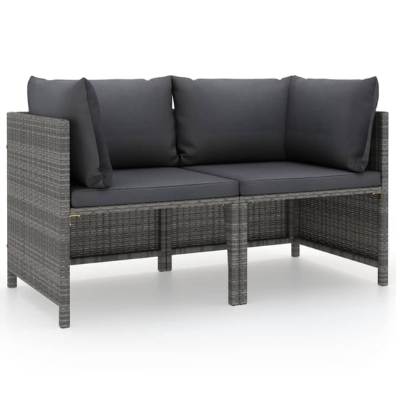 Casafoyer 2-Seater Patio Sofa with Cushions Gray Poly Rattan