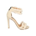 thumbnail image 2 of New Women Cape Robbin Alza-41 Frayed Canvas Grommet Ankle Strap Stiletto Sandal, 2 of 5