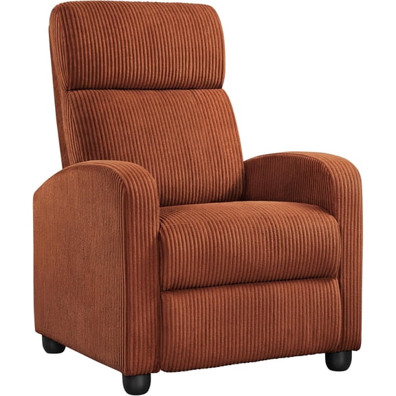 Recliner Chair, 3-Angle Adjustable Armchair, Brick Red Corduroy Reclining Sofa with Lumbar Support, Footrest, Pocket Springs for Living Room, Bedroom, Reading Room, RV