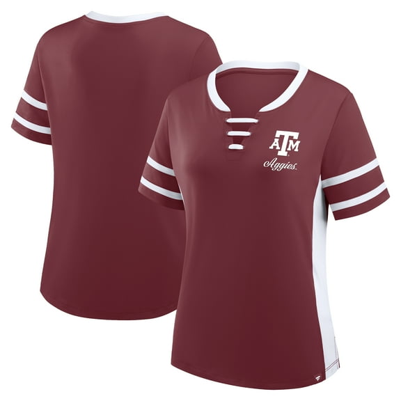 Women's Fanatics Maroon/White Texas A&M Aggies Be Fearless Athena Lace-Up T-Shirt