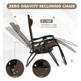 thumbnail image 5 of REKHH Zero Gravity Reclining Chair, Outdoor Patio Recliner with Cup Holder & Removable Pillow, Adjustable Backrest, Indoor Lounge Chair for Backyard, Garden, Poolside (Brown), 5 of 8