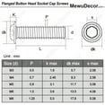thumbnail image 2 of HAHDAXIA M5 x 20mm Flanged Button Head Socket Cap Screws, Stainless Steel 304, Allen Socket Drive, 50 PCS, 2 of 6
