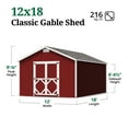 thumbnail image 3 of Little Cottage Co. 12x18 Classic Gable Shed, Outdoor Wood Storage Shed Do-It-Yourself Precut Kit, 3 of 13