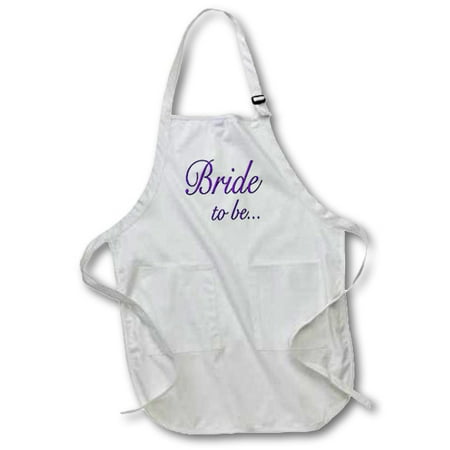

3dRose Bride to be Purple - Full Length Apron 24 by 30-inch White With Pockets