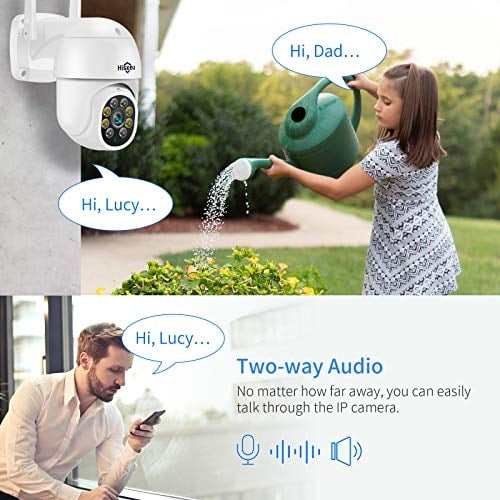 Hiseeu 2K 360° Pan/Tilt/Zoom Digital Cámara de Seguridad WiFi Exterior