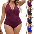 thumbnail image 4 of Minjewel Women's High Waist Swimwear: Tummy Control One Piece Bathing Suit for Beachwear and Summer Casual Fashion,Royal Blue,XL, 4 of 8