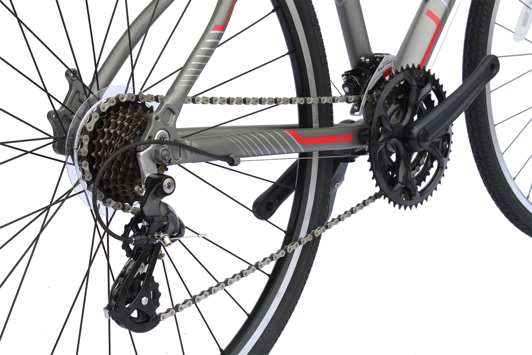 Wonder Wheels Hybrid 8 Speed Bicycle, Mountain Bike, Front Derailleur: Shimano Tourney Fd-Ty510 Rear Derailleur: Shimano Altus Rd-M310-Sgs 8 Speed Bicycle, Bike - Gray