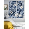 thumbnail image 3 of Navy Blue White Peony Sheer Curtains 63 Inch Length 2 Panels Set, Vintage Floral Blossom Voile Window Treatment Rod Pocket Curtains Sheers Drapes for Bedroom/Living Room/Kitchen 52x"63"x2, 3 of 7