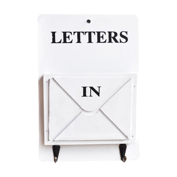 Llavero colgante con ganchos, organizador de madera para cartas y correo, estante de pared Blanco