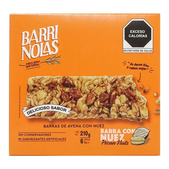Barras Barri Nolas con nuez 6 pzas de 35 g c/u