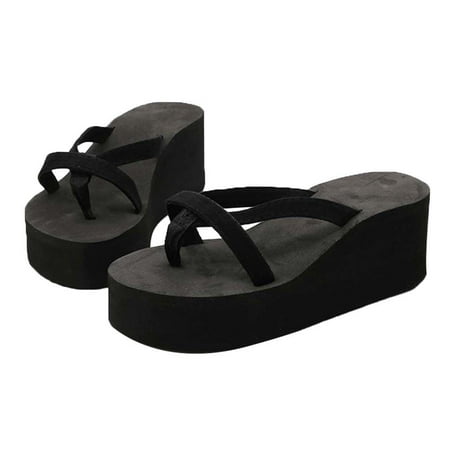 

Summer Beach Wedge Flops Women Sandals Flops Slippers Size 41 (Black)