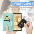 thumbnail image 5 of Wallet Case for Google Pixel 6,Mandala Pattern PU Leather Flip Phone Case with Strong Magnetic Clasp and Cash Card Slots Holder Cover for Google Pixel 6 MTL Green, 5 of 15