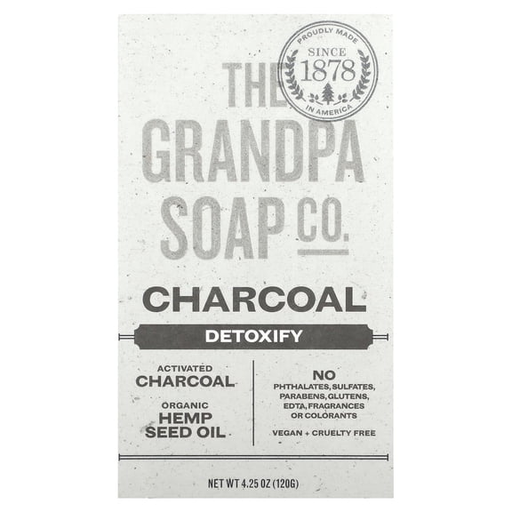 Grandpas Soap Co Face and Body Bar Soap, Charcoal, 4.25 oz
