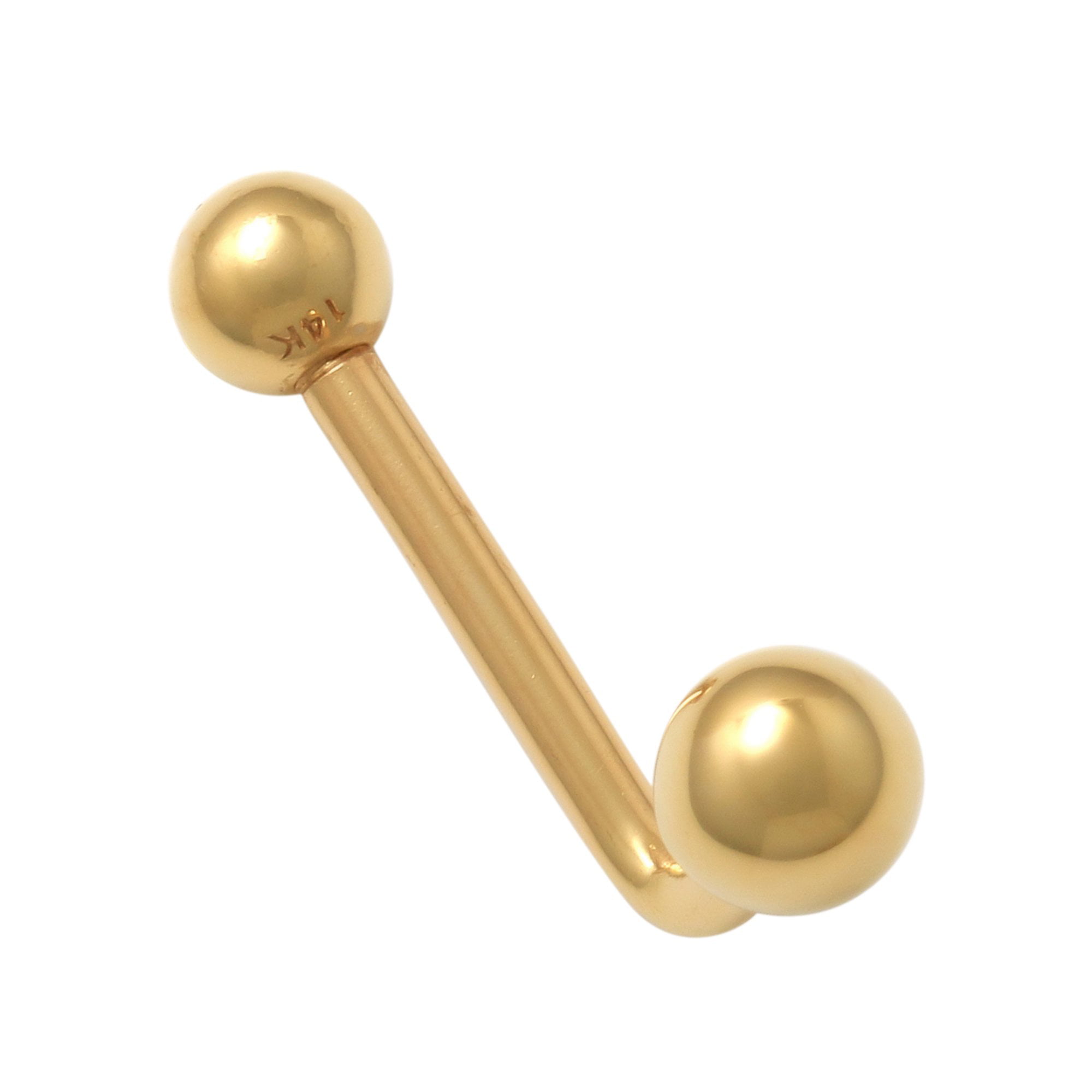 Anygolds 14K REAL Solid Gold 5mm Plain Ball L Shaped Barbell VCH ...