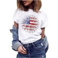 thumbnail image 1 of Leutsin T-Shirt Blouse à Manches Courtes Imprimé Jour de l'Indépendance Col Rond pour Femmes, 1 of 8