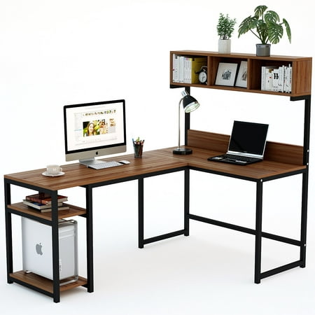 Tribesigns L Shaped Desk With Hutch 68 Corner Computer Desk
