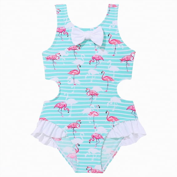 TOWED22 Girls Swimsuits One Piece Bathing Suit Crossback Straps Cute Toddler Kids Pool Beach Swimwear Quick Dry 4-12 Years Blue,13-14 Y