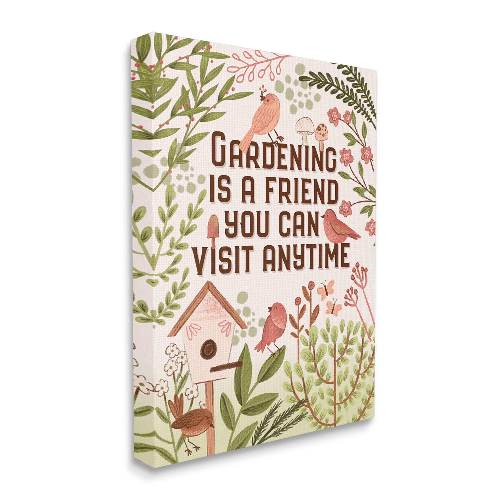Stupell Industries Gardening Is A Friend Phrase Botanical & Floral Painting Gallery Wrapped Canvas Print Wall Art, 30 x 40