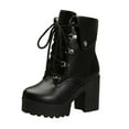 thumbnail image 2 of BONIXOOM Winter Boots For Women Mid Heel Rubber Lace-Up Mid-Calf Winter Black, 2 of 9