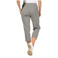 thumbnail image 6 of Tnhcen Women's Solid Color Stretch Straight Leg Capri Pants Elastic Waist Zipper Pocket Workwear Cargo Pants Matte Finish Casual Length Trousers S-2XL, 6 of 9
