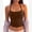 Brown, variant on Womens Tank Top Built in Bra Yoga Workout Tops Crop Halter Neck Womens Padded Sport Back Bras Cami Athletic Gym Cropped Tanks Spaghetti Strap Woman Backless Running Camisole