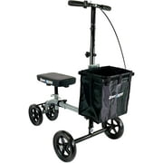 KneeRover Ultra Knee Walker - Lightweight Economy Steerable Knee Scooter Crutches Alternative with Basket in Platinum Gray