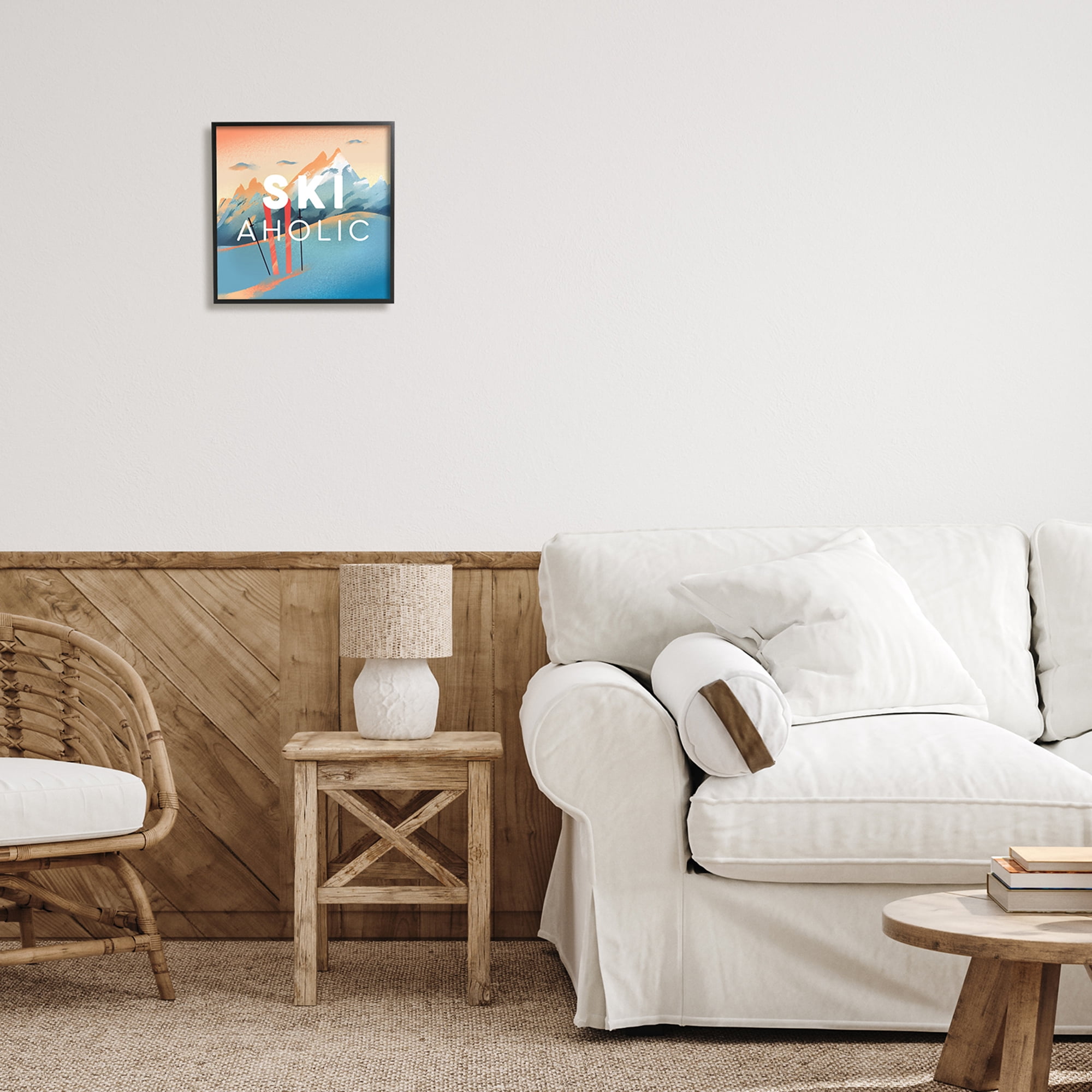 Stupell Industries Ski-Aholic Phrase Sunset Snowy Blue Mountains Winter Sport, 12 x 12, Design by Ziwei Li