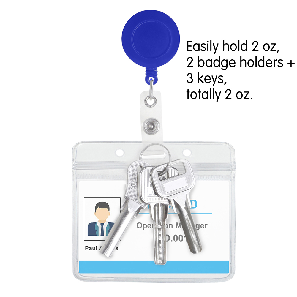MUKA 50 Pack Solid Color Retracting Badge Reel with Horizontal Vinyl ID Card Holders Sets