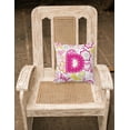 thumbnail image 2 of Letter D Flowers and Butterflies Pink Fabric Decorative Pillow, 2 of 2