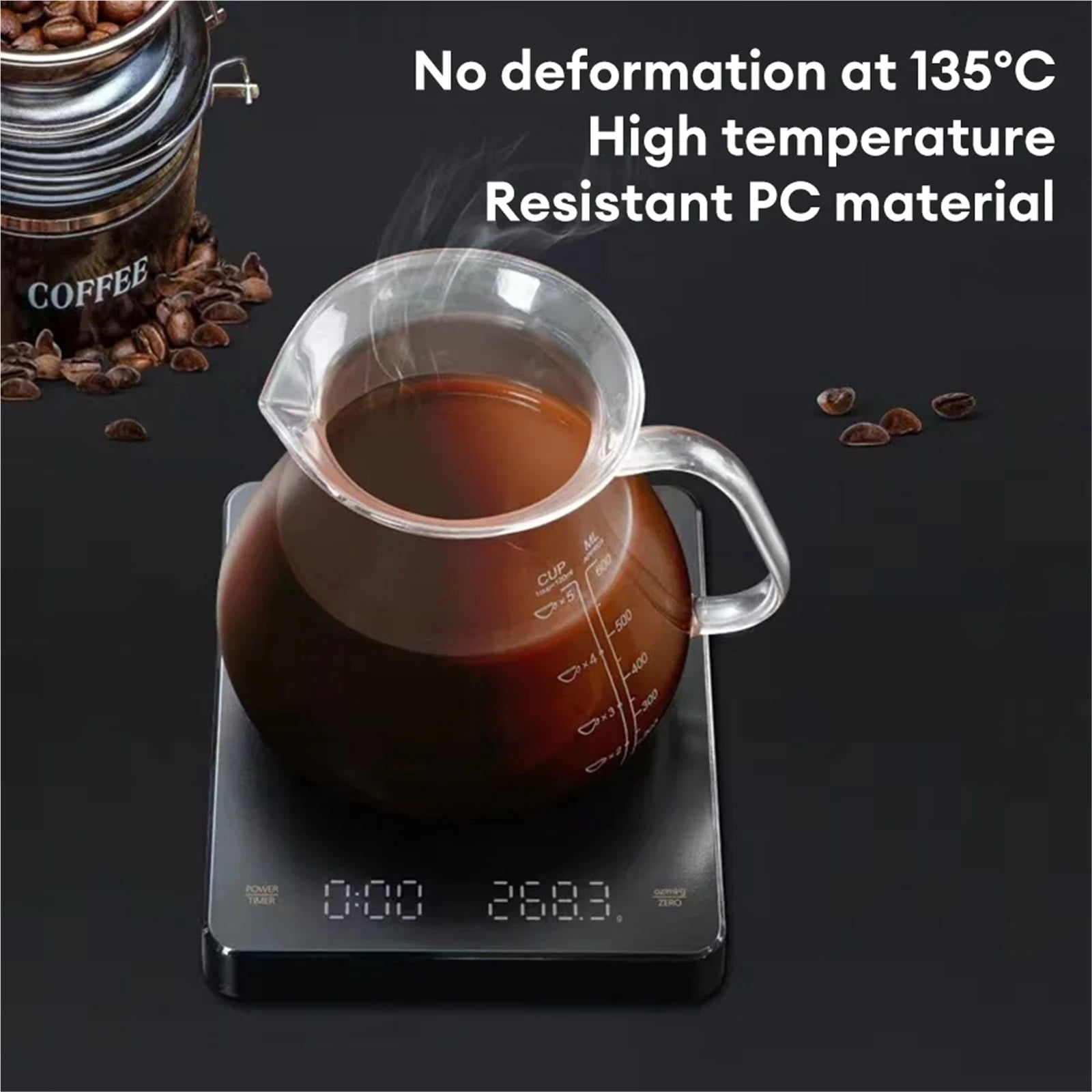3kg/0.1g Electronic Coffee Scale Rechargeable Pour Over Espresso Scale with Smart Timer Digital Food Balance Kithcen Scale