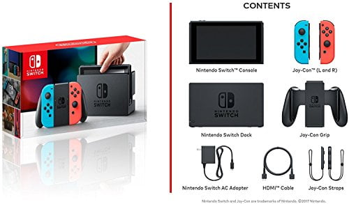 Nintendo Swtich 7 items Bundle:Nintendo Switch 32GB Console Red and  Blue,64GB Micro SD Card and Nintendo Controllers Gray,4 Game Disc1-2-Switch  Just 