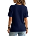 thumbnail image 5 of TGSLY Women's Ribbed Knit Tops Lightweight Soft Crew Neck Short Sleeve Shirts Dressy Casual Solid Color Asymmetric Wrap Hem Tunic Blouses M, 5 of 10