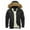 Black, variant on Men's Winter Thickened Warm With Pockets Casual Style Hooded Medium Length Coat Jacket