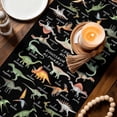thumbnail image 3 of Black Dinosaur Table Runner 60 Inches, Vintage Letters Farm Animals Bed Runner Dresser Scarves Tabletop for Indoor Outdoor Parties/Ceremony/Banquet, 13" x 60", 3 of 8