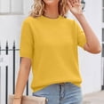 thumbnail image 6 of Lumtrix Short Sleeve Sweaters for Women Crew Neck Eyelet Knit Summer Tops 2026 Trendy Beach Vacation Clothes Business Casual Clothes Yellow 2XL, 6 of 6
