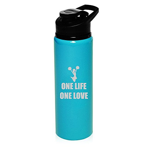 Download 25 oz Aluminum Sports Water Travel Bottle One Life Cheer Cheerleader (Light-Blue) - Walmart.com ...