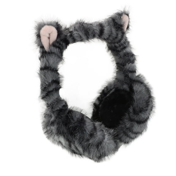 KONTONTY Mens Grey Ear Muffs Winter Plush Ear Warmers Foldable for Cold Weather