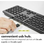 Macally Premium Wired USB C Keyboard with USB Ports (2X USB-A |1x USB-C Ports) - Wired Keyboard- Full Size Type C Connection
