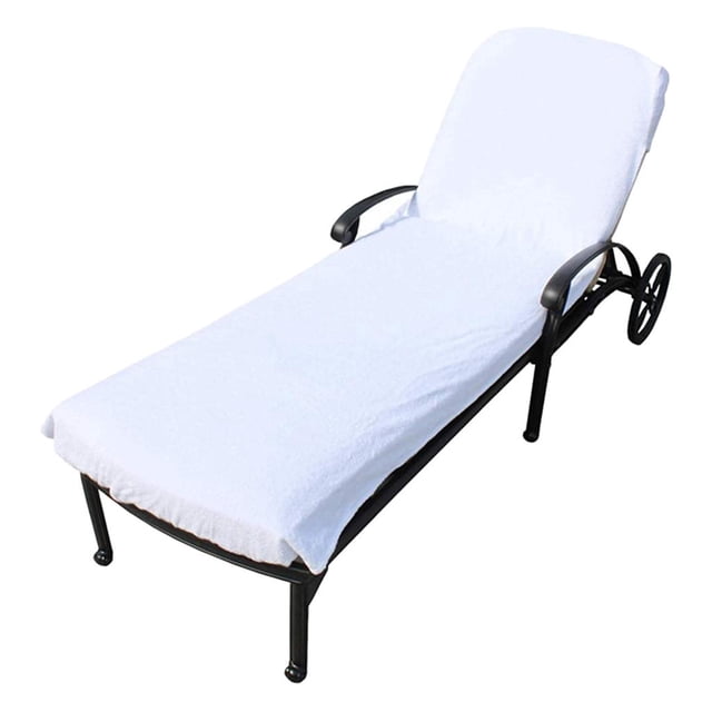 Toalla para silla de playa para piscina, natación, tomar el sol, jardín, playa, hotel, fácil de llevar blanco