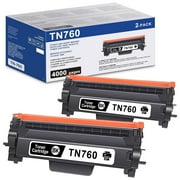 TN760 TN 760 Toner Cartridge Black 2-Pack Replacement for Brother TN760 TN 760 TN-760 TN730 TN 730 Toner for MFC-L2710DW MFC-L2750DW  HL-L2370DW  HL-L2395DW DCP-L2550DW Printer