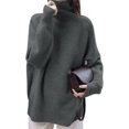 thumbnail image 2 of Women'S Loose Turtle Neck Long Sleeve Pullover Sweater Autumn and Winter Knitted Pullover Top Grey One size, 2 of 10