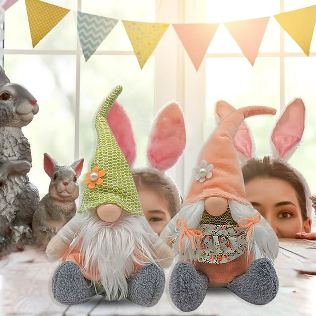 Decoraciones de Muñecas sin Rostro de Pascua (pack de 2) - Muñecas de tela sentadas de 29 cm para decoración de mesa, hogar y fiestas