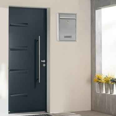 Metal Mailbox with Key Lock, Locking Drop Box Modern Silver Wall-Mount Mailbox, Indoor&Outdoor 8.46*3.35*12.6in